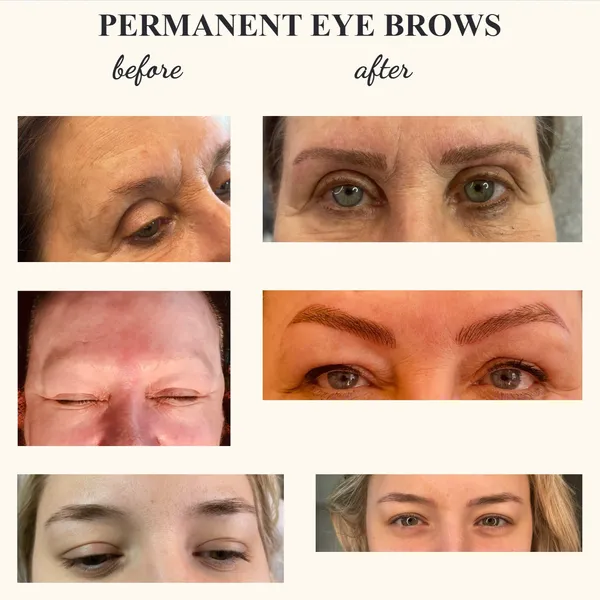 Permanent makeup eyebrow before and after results in Boston