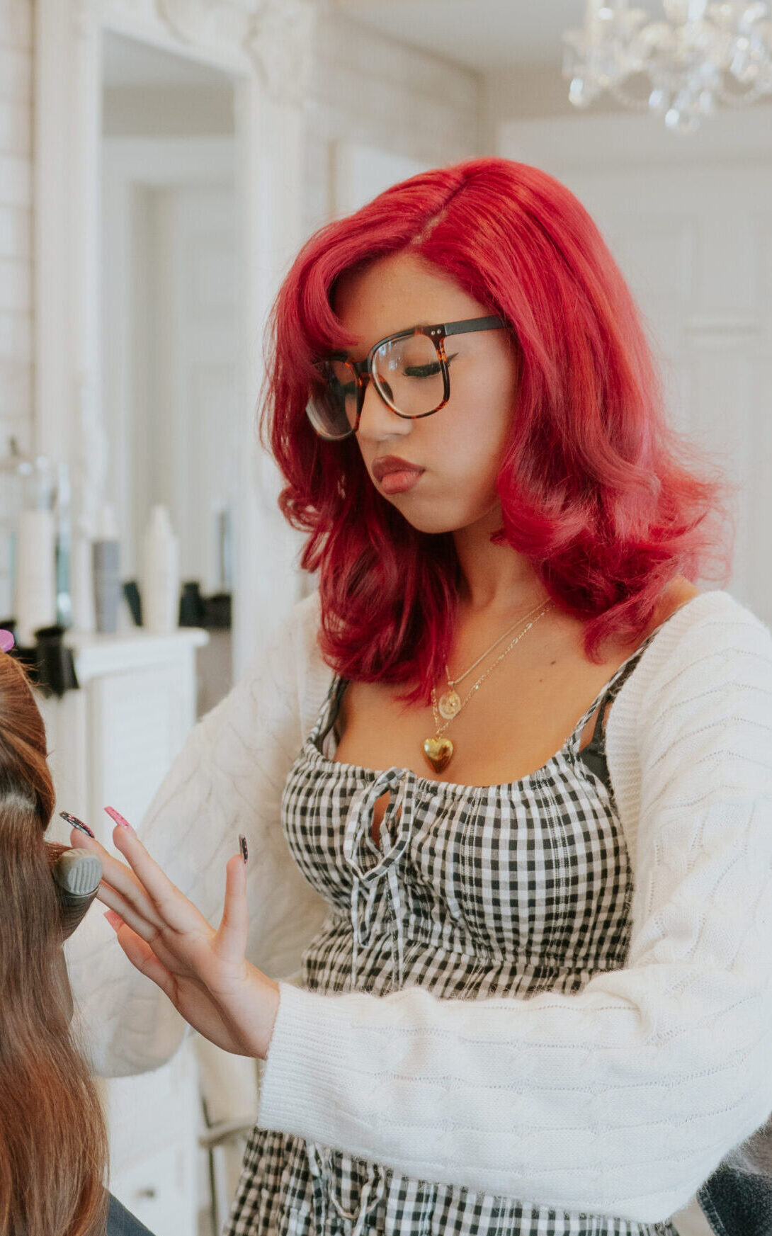 Professional blow dry service at a Boston hair salon