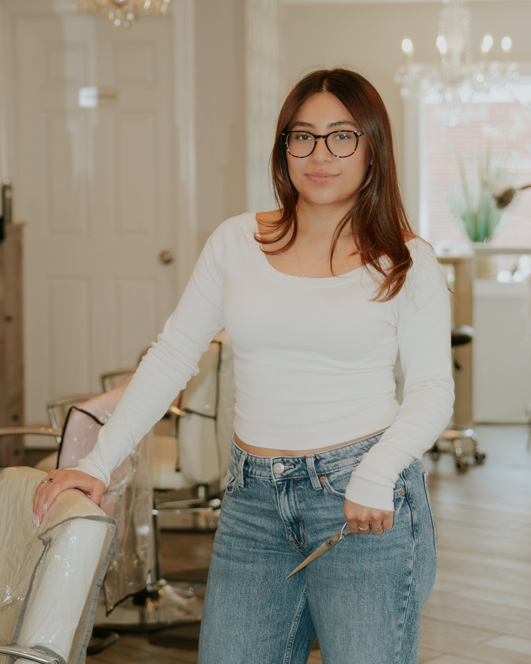 Vivid red hair color specialist in Boston salon