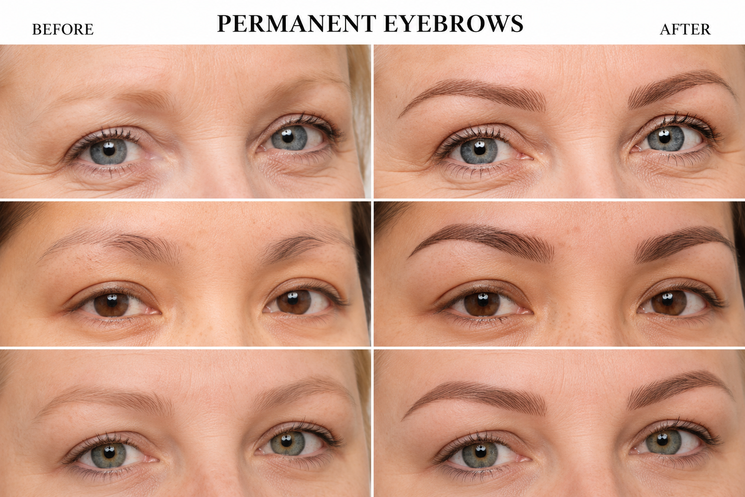 Permanent makeup eyebrow before and after results in Boston